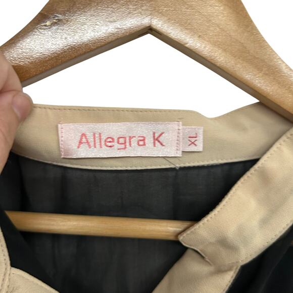 Office Chic Sleeveless Sheer Overlay Blouse‎ Allegra K Beige Collar XL - Picture 4 of 4